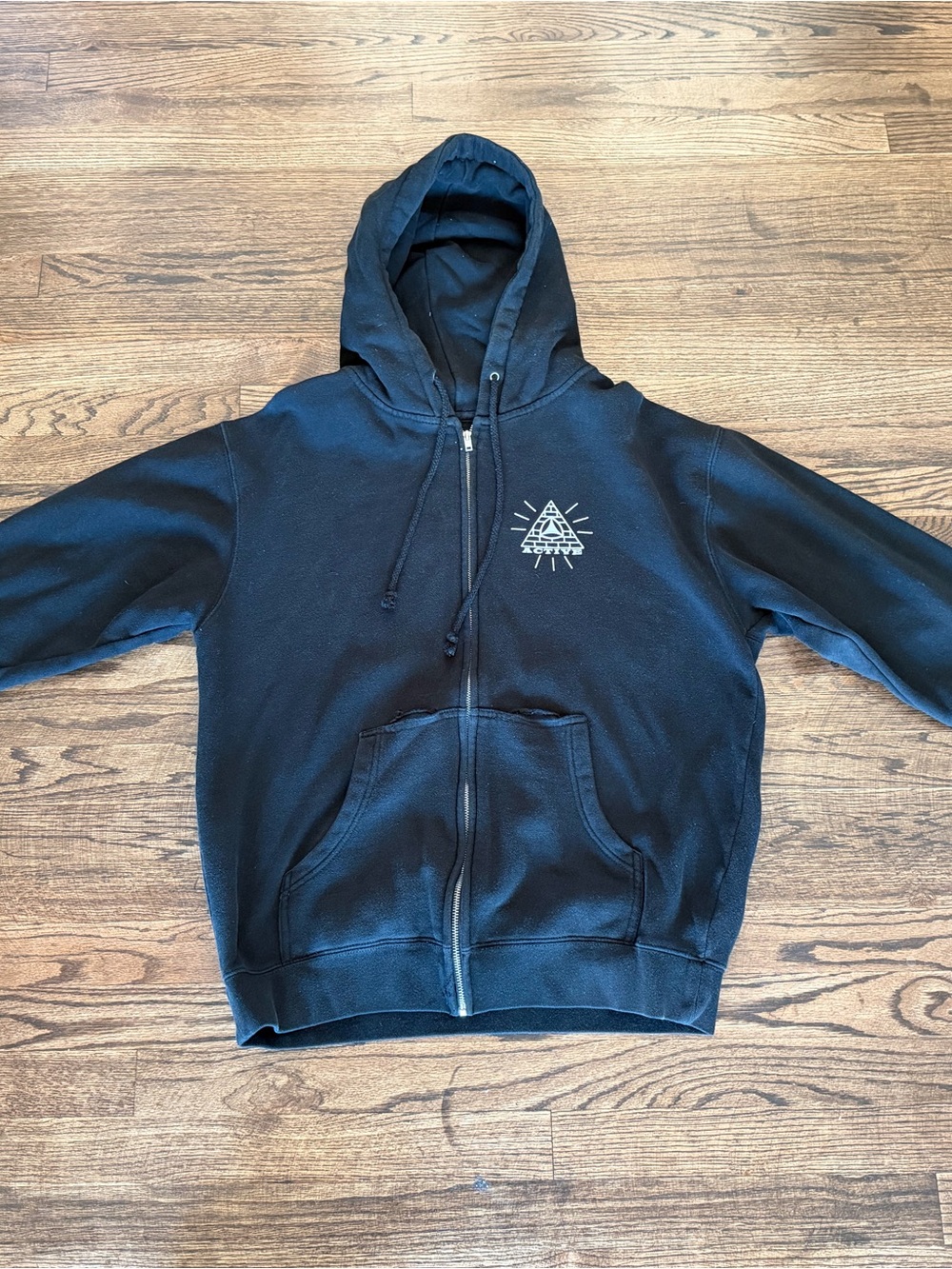 Active Ride Shop Black Full-Zip Hoodie with Chest Graphic